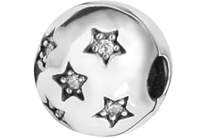 MATERIA BY MATTHIAS WAGNER MATERIA Stopper Beads Clip Sterne 925 Silber - Zirkonia Charms Perle weiß für Armband und Kette + Box #188