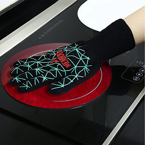 Menh Oud ZZW Cut-Resistant Gloves Grill Gloves Oven Glove (One Pair) Heat Resistant up to 500 Degrees Fireplace Gloves