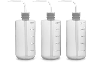 Labasics Kemisk Tvättflaska, 3-pack Plast Säkerhet Lab Pressa Wash Flaska, LDPE med Smal Mun, 500 ml (8 oz)/3 Flaska