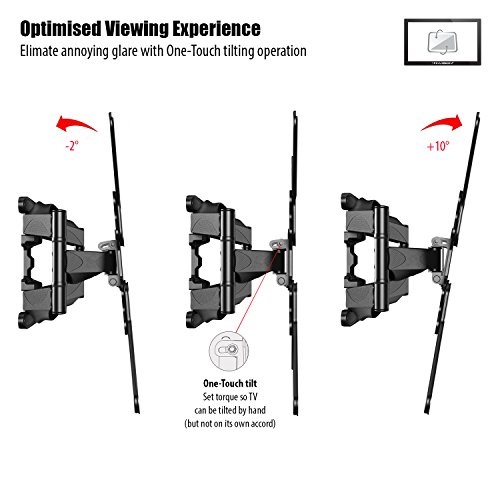 Invision® Doppelarm TV Wandhalterung mit – für 24 bis 55-Zoll-LED-LCD-Plasma-und Curved Bildschirme – Schwenkbar Neigbar Feature – Mit 1080p HDMI Kabel und Wasserwaage * Bitte bestätigen TV VESA Montagelochmessungen vor Kauf * (HDTV-DL) - 6
