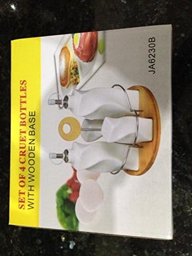 CONDIMENT SET OF 4 SALT PEPPER OIL VINEGAR TABLE ORGANISER DISPENSER CERAMIC