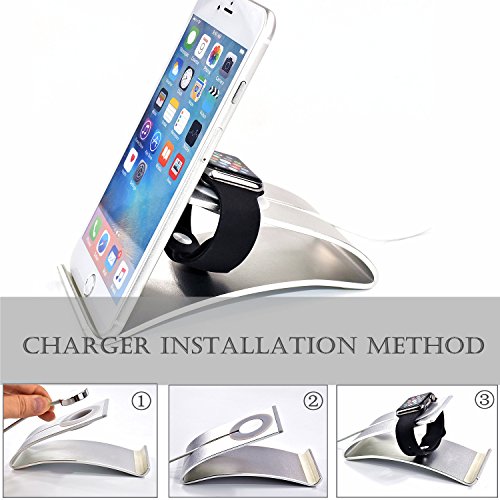 Apple Watch Stand,Multifunktions Version-DSIKER® Apple Watch Stand Und iPhone Dockingstation Alu Für Alle iWatch und Tablets, E-Reader und Smartphones – Universal Ladestation Für Zuhause, Büro Und Unterwegs - 2