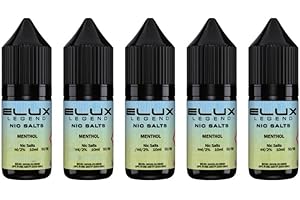 GENERIC 5x EluxLegend Nic Salt | 5 x10 ml | Smooth Inhale | Aromatic Clouds | No Nicotine | Pack of 5 (Men-thol - Size20)