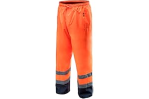 NEO TOOLS - Pantaloni impermeabili EN ISO 20471, con strisce catarifrangenti, colore: arancione fluo