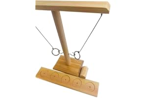 KNAEE Ring Toss Game for Adults Kids, 2 Players Hook and Ring Game, Handheld Board Games with Shot Ladder Bundle, Outdoor Indoor Handmade Wooden Hook Fast-paced Interactive Toys for Party Home Bars