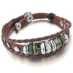 Feilok Leder-Armband Für Herren Mit Magnetverschluss – Geflochtenes Design & Feder-Engelsflügel-Anhänger