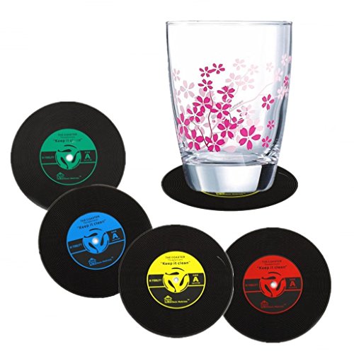 Hxhome 4pcs vinyl record Cup Mat retro vinile sottobicchieri