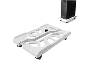 Eymobad PC ständer,Desktop Computer Tower Ständer,Einstellbare CPU Halterung mit 4 rollenden Lenkrollen,2 feststellbare Rollen,CPU Ständer für die meisten - Weiß