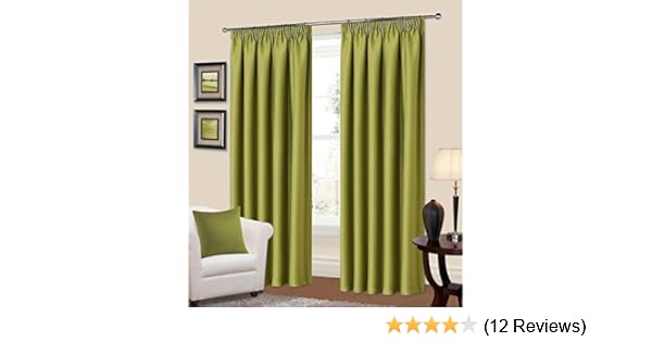Curtains Kalli Ready Made Lime Green Curtains Pencil Pleat Tape