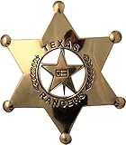 Sheriffstern Texas Ranger Rangerstern Messing mit aufgelöteter Anstecknadel 7cm