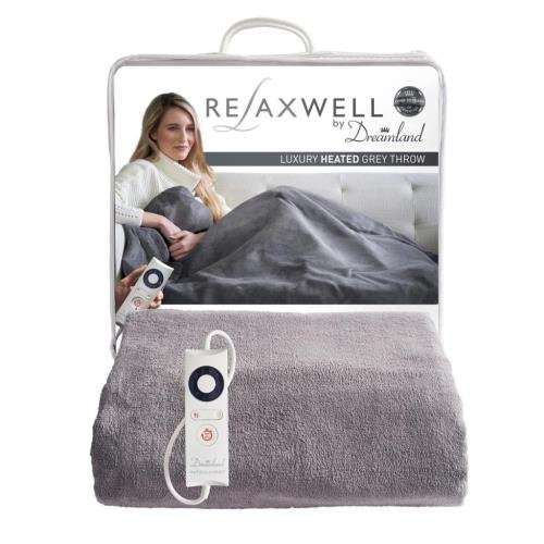 Lakeland Velvety Electric Heated Throw, 120cm x 160cm - Grey