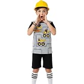 Erkek &Ccedil;ocuk Takım İnşaat Ara&ccedil;ları Baskılı T-Shirt Siyah Şort Yazlık Takım