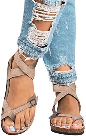 Ybenlover Womens Flat Sandals Ankle Strap Buckle Flip Flop Gladiator Thong Summer Shoes