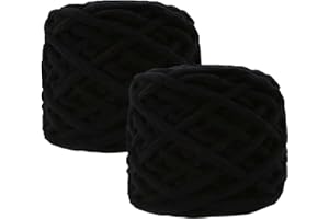 ‎MAXEE Maxee Chenille Wolle Garn 180 g(90 g*2), ca.130 m, Super Soft Knitting, Chunky Grobstrick Weiches Wollgarn zum Häkeln, Chenille zum Weben von Schals, Mützen, Decken, Zierkissen-Schwarz 20