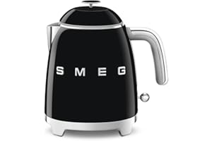 Smeg, Petite Bouilloire Électrique KLF05BLEU 0,8 L, Filtre Inox, Arrêt Automatique de Sécurité, Indicateur de Niveau d'Eau, Base Antidérapante et Range Cordon Intégré, Puissance 1400W, Noir