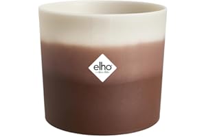 Elho Colour Gradiant Round 18cm - Vaso per Piante da Interno - 100% Plastica Riciclata - Ø 18.2 x H 16.8 - Marrone/Marrone Cedro