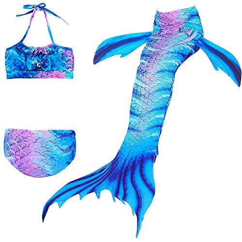 Preisvergleich Produktbild Yibaision Mädchen Meerjungfrauenschwanz Zum Schwimmen mit Meerjungfrau Flosse Meerjungfrauenflosse ür Kinder Schwimmen