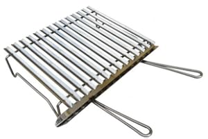 Fonderia Bongiovanni | Graticola per Camino | Graticola per Barbecue | in Acciaio | Griglia Tutta Inox per barbecue con recupero oli | 70x40 cm