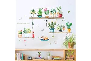 HautStore Verde Pianta in Adesivi da Parete Removibile Adesivi Murali Acquerello Arte Fai da Te Decorazioni con Piante Decorazione Murale Soggiorno Camera da Letto Cucina (25 * 70CM)