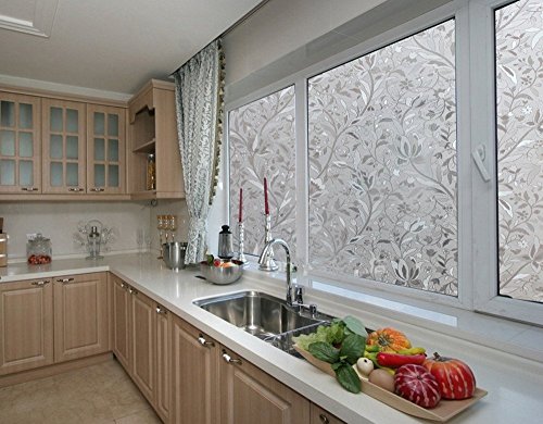 Zindoo 3D ohne Klebstoff Fensterfolie Dekorfolie Sichtschutzfolie Statische Folie für Heim Kueche Buero 45*200CM - 6