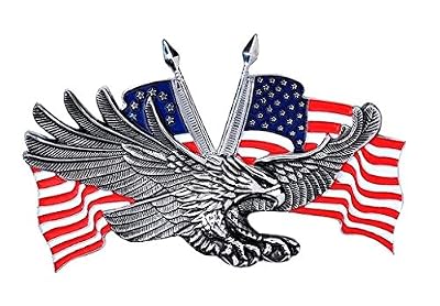 Hells-Design Emblème Adhésif Métal Eagle US en relief biker custom (Grand modèle)
