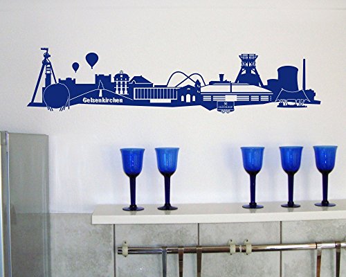 Wandtattoo Gelsenkirchen Skyline Schalke in 6 Größen und 19 Farben (150x33cm schwarz) - 2