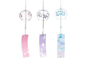 BENECREAT 3 campane a vento giapponesi, rosa, blu, viola chiaro, fiori a vento, fatti a mano, per matrimoni, festival, finestre da giardino per interni o esterni (DJEW-BC0001-13-EU)