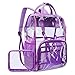Produktbild DUBAOBAO Großer transparenter Rucksack PVC-Schulrucksack mit Mehreren Taschen, 15,6-Zoll-Laptop-Reiserucksack, Verstellbarer Schultergurt und Netzkante in 4 Farben,Purple