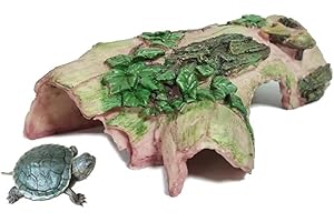 JXCBXJ Decoración de Cueva Acuario,Tronco de árbol Hueco,Decoracion Acuario,Bueno para Geckos, cíclidos, arañas, lagartos, Serpientes. Verde.