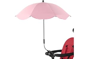 Pratvider Sombrilla Carrito Bebe Universal, Parasol Carro Bebe, Paraguas Para Cochecito con Abrazadera Ajustable, Clip De Protección UV En El Cochecito De Paraguas Acoplable, 1 item