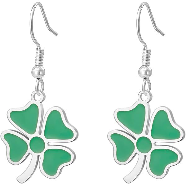 EUEAVAN Collana con ciondolo a forma di trifoglio irlandese, con nodo celtico della Trinità celtica, gioiello celtico portafortuna per il giorno di San Patrizio, accessorio da donna, Medio, Acciaio