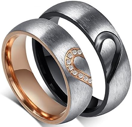His &amp; Hers (sold separate) 6mm/6mm Titanium Stainless Steel Wedding Band Ring (Women's with CZ) -JCR051 (Women's Size S)