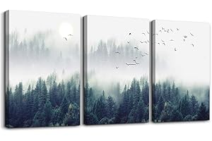 hyidecorart Cuadros Decoracion Salon Modernos, 3 Piezas Bosque Brumoso Cuadro Pared Lienzo, Lienzos Decorativos Para Dormitorio Sala Comedor Oficina Pasillo Cocina Y Baño