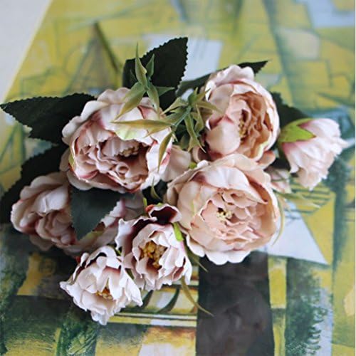 1 Bouquet European Pretty Wedding Mini Peony Artificial Silk Flower bouquet Flores Bride Home Decoration Cheap Fake Flowers Light pink