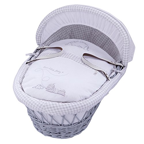 Izziwotnot Humphrey's Corner Sketchbook Baby Boy Wicker Moses Basket (Soft Grey)