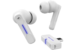 Middle Rabbit SW4 Wireless white Earbuds for PC PlayStation 4,5 Switch Mobile, Gaming Headset with 2.4Ghz Dongle & Bluetooth, 30ms Low Latency with Built-in Mic, noise cancelling in-ear Headphones