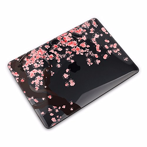 TwoL Kirschblüten Plastik Hartschale Hülle für MacBook Pro 15 2016 2017 (A1707),Schwarz - 2