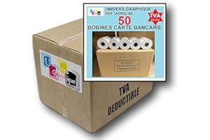 50 Bobine terminal carte bancaire papier thermique 57 x 40 x 12 m papier thermique pour CB 57 x 40 x 12 mm - Rouleaux machine carte TPE