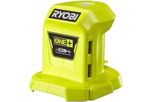 Ryobi - Chargeur USB 2 Ports (2,1 A et 1,0 A) Rapide - 100% Rétro-Compatible avec Les Batteries 18V One+ - Détecteur d'Intensité de Charge - Idéal Camping, Chantier - R18USB-0