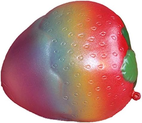 Sumday Creative Stress Reliever Squishy Squeeze Jumbo Rainbow Strawberry Super Slow Rising Fun Soft Toy Cellphone Key Chain Charm Pendant Strap Kid Gift