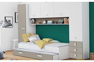 Befara Letto A Ponte con Armadio AREN - con Letto aggiuntivo Mobile-Camera da Letto. Include Letto, armadi, 3 cassetti e scaffale. Funzionale. Ottimo Rapporto qualità-Prezzo. Giovanile