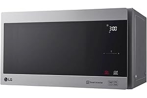 LG MS2595CIS kuchenka mikrofalowa z technologią Smart Inverter, pojemność 25 l, 1000 W, automatyczne programy, regulowane poziomy mocy i funkcja EasyClean, srebrna