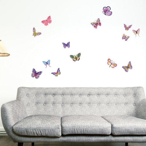Wandkings Schmetterlinge Wandsticker Set, 14 Aufkleber, 2 DIN A4 Bögen, Gesamtfläche 60 x 20 cm - 3