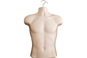 Display Guru Male Hanging Mannequin Half Body Form 3 Quarter Bust Shop Display (Tanned)