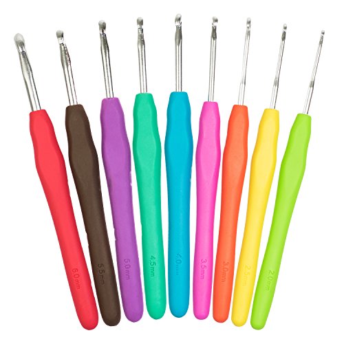 WINTEX 9 Häkelnadeln in verschiedenen Größen (bunt) | mit 2 Jahren Zufriedenheitsgarantie | Häkelnadelset, Stricknadeln