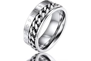 Spinner Rings for Men Personalised Rotatable Band Men Women Anti Anxiety Ring Stainless Steel Meditation Spinner Fidget Ring SIZE O-Z+1