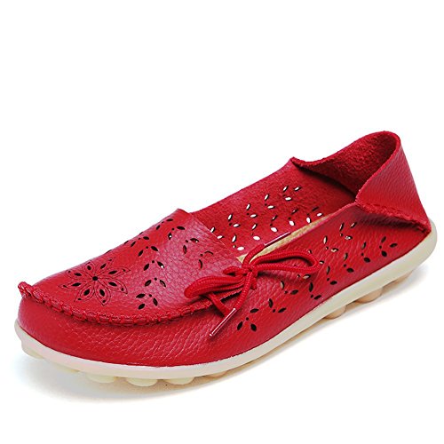 Damen Casual Mokassin Leder Loafers Fahren Schuhe Comfort Freizeit Flache Schuhe Slipper Flats chuhe Low-top Lederschuhe Erbsenschuhe