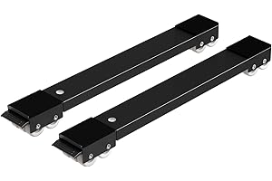 Ronlap Furniture Washing Machine Dolly, Adjustable Furniture Moving Roller Wheels, Portable Washer Dryer Fridge Mobile Rolling Base, Compact Washing Machine Refrigerator Stand with Brake, Black