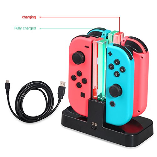 DOBE Ladeständer Kompatibel mit Nintendo Joy-Controller, Controller Lade-Docking-Ständer, Pro Controller Ladegerät mit LED-Anzeige und Typ C USB-Kabel für Nintendo Switch-Konsole