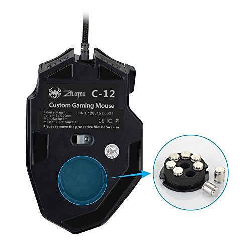 ECHTPower Programmierbare Gaming Maus für Pro Gamer, 12 Tasten, 4000dpi, Marko Funktion, Feuer Tasten, DPI einstellbar, USB Wired Kabel Gaming Mäuse LED beleuchtete Funkmaus Mouse, optisch, ergonomisch - 3